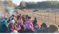 Belarus border in Grodno District, Belarus, in this still image taken from a social media video on November 9, 2021.