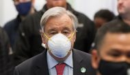 United Nations Secretary-General Antonio Guterres arrives for a meeting during the UN Climate Change Conference (COP26), in Glasgow, Scotland, Britain, November 10, 2021. REUTERS/Yves Herman