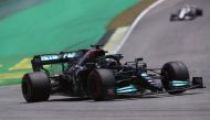Mercedes' Lewis Hamilton during practice REUTERS/Amanda Perobelli
