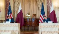 Deputy Prime Minister and Minister of Foreign Affairs H E Sheikh Mohammed bin Abdulrahman Al Thani and US Secretary of State H E Antony Blinken during a signing ceremony at the State Department in Washington, DC, on Friday. 