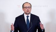 Austrian Chancellor Alexander Schallenberg speaks during a news conference in Vienna, Austria November 14, 2021. Reuters/Leonhard Foeger