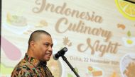 Ambassador of Indonesia, H E Ridwan Hassan, addressing the 'Culinary Night' event, yesterday. Pic: Salim Matramkot/The Peninsula