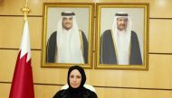 Minister of Education and Higher Education H E Buthaina bint Ali Al Jabr Al Nuaimi participating in the virtual meeting.
