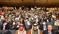 Shura Council Speaker H E Hassan bin Abdullah Al Ghanem during the opening of the 143rd General Assembly of the Inter-Parliamentary Union, in Madrid, Spain.