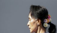 File photo: Myanmar's National League for Democracy Party leader Aung San Suu Kyi arrives at a news conference at her home in Yangon November 5, 2015. Reuters/Jorge Silva/File Photo

