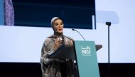 H H Sheikha Moza bint Nasser addressing the opening of the three-day WISE Global Summit at the Qatar National Convention Centre (QNCC), yesterday. Pic: AR Al Baker