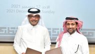 Qatar University President Dr. Hassan Rashid Al Derham and Executive General Manager and Group Chief Operating Officer of QNB, Ali Rashid Al Mohannadi during the signing of the MoU.