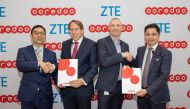 Officials of  Ooredoo Group and ZTE after signing the extension of the existing partnership. 