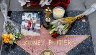 Following the announcement of the actor's death, Sidney Poitier's Star is shown on Hollywood Boulevard's 