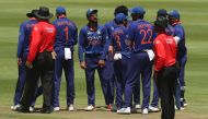 India's Jayant Yadav, KL Rahul and Yuzvendra Chahal celebrate with teammates after taking the wicket of South Africa's Aiden Markram REUTERS/Sumaya Hisham
