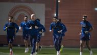 Al Arabi players during a training session ahead of their Round 20 clash.