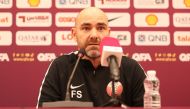 Qatar coach Felix Sanchez during a press conference, yesterday.