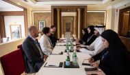 H E Lolwah bint Rashid Al Khater and H E Kathryn Campbell with other officials during the meeting.