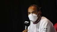 March 25, 2022 Mercedes' Lewis Hamilton during a press conference REUTERS/Ahmed Yosri

