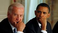 Then-U.S. President Barack Obama (R) and Vice President Joe Biden participate in a cabinet meeting at the White House in Washington, U.S., June 8, 2009. REUTERS/Jason Reed/File Photo