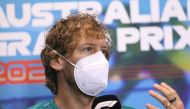 April 7, 2022 Aston Martin's Sebastian Vettel during a press conference REUTERS/Loren Elliott