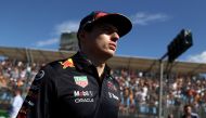 April 10, 2022 Red Bull's Max Verstappen during the drivers parade before the race REUTERS/Loren Elliott