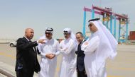 Minister of Transport of Egypt H E Vice Admiral Eng Kamel Elwazir visiting Hamad Port, where he was briefed on the operational processes.  The minister listened to a detailed explanation from professionals representing Mwani Qatar on the components of the port, its development phases and future plans.