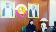 Deputy Speaker H E Dr. Hamda bint Hassan Al Sulaiti attending the conference via video conferencing, yesterday.
