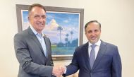 Minister of Municipality H E Dr. Abdullah bin Abdulaziz bin Turki Al Subaie with Dean Trantalis, Mayor of Fort Lauterdale, US. 
