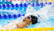 Qatar’s Yousef Hassan in action during the  men's 200m backstroke final, yesterday.
