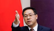 Chinese Commerce Ministry spokesman Gao Feng gestures during a news conference in Beijing, China January 29, 2021. Reuters/Tingshu Wang/File Photo