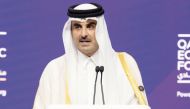 Amir H H Sheikh Tamim bin Hamad Al Thani addressing the Qatar Economic Forum 2022, Powered by Bloomberg, at the Ritz-Carlton Hotel yesterday.