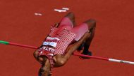 Qatar’s Mutaz Barshim in action during the men’s high jumps qualification round on the opening day of the World Athletics Championships, at Hayward Field in Eugene, Oregon, US, yesterday.