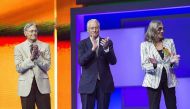 File Photo: Walton family members Jim, Rob and Alice Walton at the 2015 Wal-Mart annual meeting in Fayetteville, Arkansas. (REUTERS/Rick Wilking)