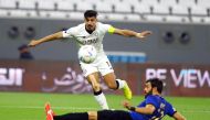 Al Sadd's Baghdad Bounedjah shoots at the goal during yesterday's match. Pic: Mohammed Farag