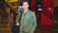 Peru's Diego Elias arrives at the Hamad International Airport, yesterday, ahead of the QTerminals Qatar Classic.