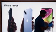 Signage is seen at the Apple Fifth Avenue store for the release of the Apple iPhone 14 range in Manhattan, New York City, U.S., September 16, 2022. Reuters/Andrew Kelly