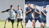 Al Sadd (left) and Al Sailiya players during a training session