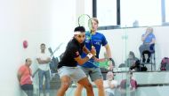 Qatar’s Abdulla Mohamed Al Tamimi in action against Switzerland’s Dimitri Steinmann. PIC: PSA