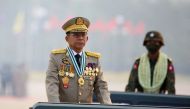 Myanmar's Senior General Min Aung Hlaing, who ousted the elected government in a coup on February 1, 2021, presides over an army parade on Armed Forces Day in Naypyitaw, Myanmar, March 27, 2021. File Photo / Reuters
