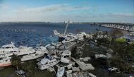 Damaged boats are seen downtown after Hurricane Ian caused widespread destruction in Fort Myers, Florida, on September 29, 2022. REUTERS/Marco Bello 