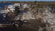 A view of the destroyed road between Matlacha and Pine Island after Hurricane Ian caused widespread destruction in Matlacha, Florida, U.S., October 2, 2022. REUTERS/Marco Bello