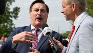 Mike Lindell speaks to the media ahead of former US president Donald Trump's rally in Youngstown, Ohio, on September 17, 2022. REUTERS/Gaelen Morse/File Photo