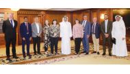 Minister of Labour H E Dr. Ali bin Smaikh Al Marri with the delegation of labour unions.