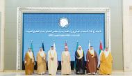 Minister of Justice H E Masoud bin Mohammed Al Amri (third left) with Their Excellencies the Ministers of Justice of the Cooperation Council for the Arab States of the Gulf in Riyadh. 
