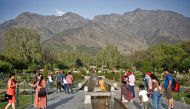Tourists visit Nishat Garden in Srinagar, April 5, 2022. REUTERS/Danish Ismail


