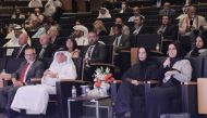 Minister of Education and Higher Education H E Buthaina bint Ali Al Jabr Al Nuaimi (second right) with other officials during the launch of  education platform ‘Rasekh’ at the Ministry yesterday.