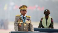 File Photo: Myanmar's junta chief Senior General Min Aung Hlaing, who ousted the elected government in a coup on February 1, 2021, presides over an army parade on Armed Forces Day in Naypyitaw, Myanmar, March 27, 2021. (REUTERS/Stringer)