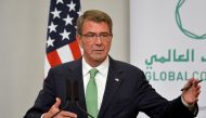Then-US Defence Secretary Ash Carter attends a press conference in London, on Dec. 15, 2016. Carter died on October 24, 2022.  File Photo / Reuters
