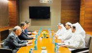 Assistant Foreign Minister for Regional Affairs H E Dr. Mohammed bin Abdulaziz bin Saleh Al Khulaifi meeting Russian envoy to the Middle East peace process H E Vladimir Safronkov, in Algeria.
