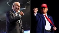 (Left) US President Joe Biden attends a campaign for Democratic US senatorial candidate John Fetterman and Democratic nominee for Pennsylvania governor Josh Shapiro in Philadelphia, Pennsylvania, US, November 5, 2022. (REUTERS/Kevin Lamarque) / Former US President Donald Trump attends a pre-election rally to support Republican candidates in Latrobe, Pennsylvania, US, November 5, 2022. (REUTERS/Mike Segar)