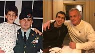 This undated combination of photos courtesy Rudy Michael Taylor shows his father, former US special forces member Michael Taylor and his brother Peter, posing together years apart - FAMILY HANDOUT/AFP
