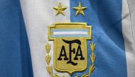 A picture taken on November 8, 2022 in Paris, shows the jersey of the Argentina national football team for the Football FIFA World Cup 2022 in Qatar. Photo by Franck Fife / AFP