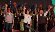 Taiwan's President Tsai Ing-wen waves at the pre-election campaign rally ahead of mayoral elections in Taipei, Taiwan, on November 12, 2022. REUTERS/Ann Wang