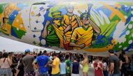 General view of an airplane on display during a 2022 FIFA World Cup event in Belo Horizonte, Brazil November 19, 2022. REUTERS/Washington Alves

